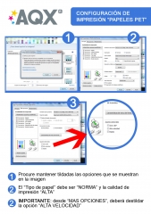 CONFIGURACIÓN DE IMPRESIÓN PAPELES PET AQX